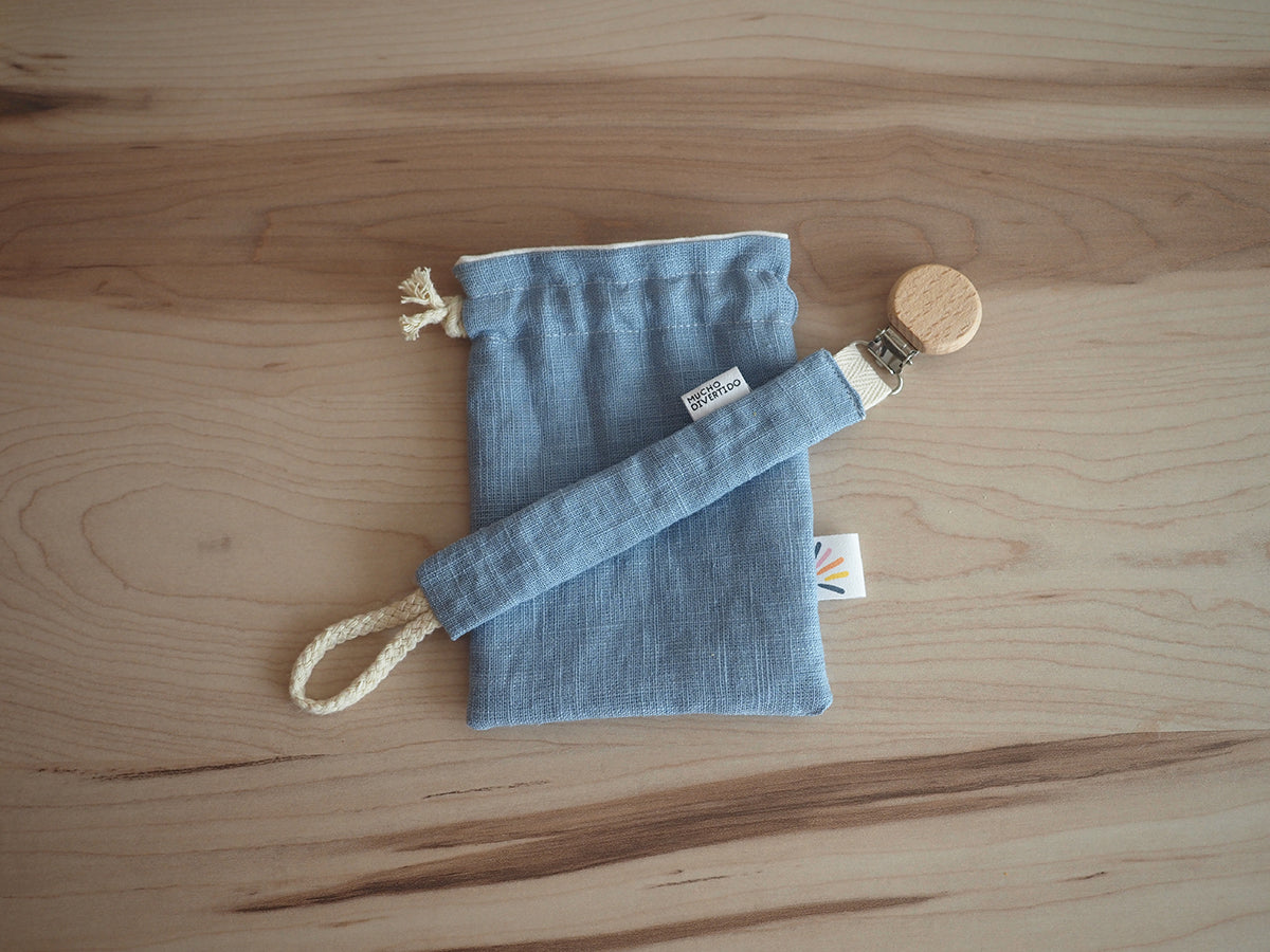 Chupetero y bolsita de lino