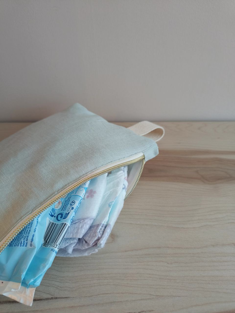 Pack cambiador y pañalera de lino personalizados