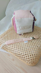 Pack de cubo sensorial y chupetero de lino, listo para regalar